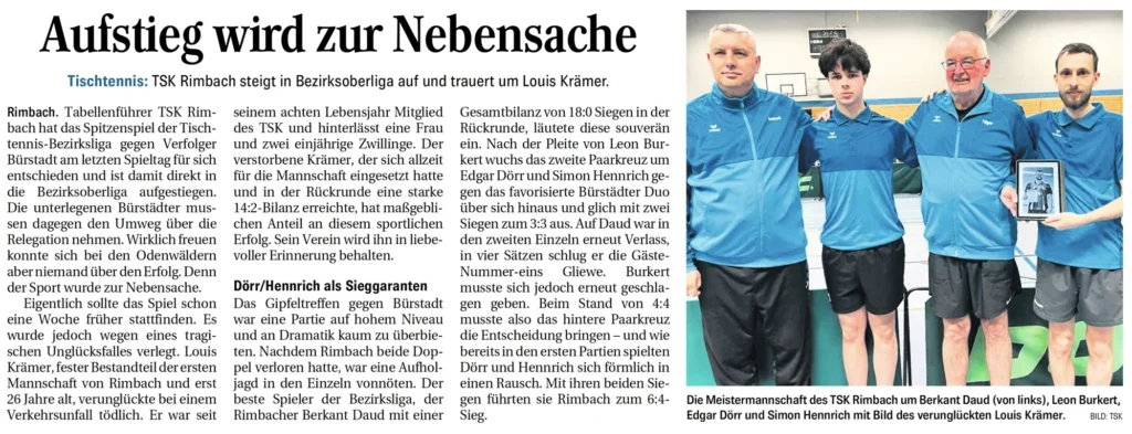Zeitungsbericht vom 08. Mai 2026